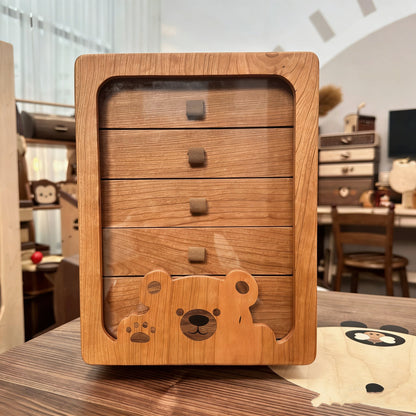 Bearry Schmuckaufbewahrungsschrank aus Massivholz mit drehbarem Spiegel