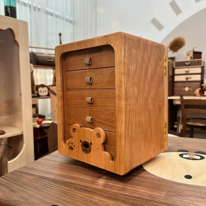 Bearry Schmuckaufbewahrungsschrank aus Massivholz mit drehbarem Spiegel