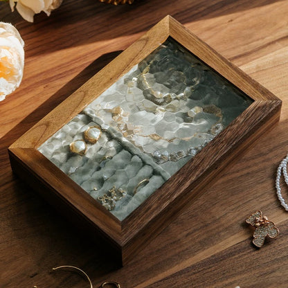 Elowen Schmuckkästchen aus Massivholz und strukturiertem Glas