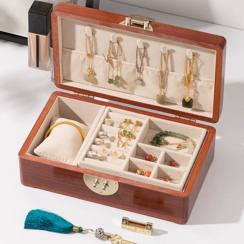 Astra Schmuckkästchen-Organizer aus massivem burmasfarbenem Rosenholz