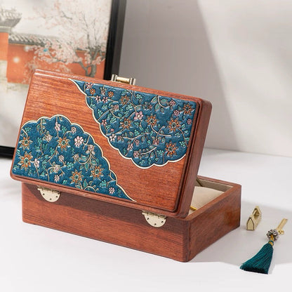 Astra Schmuckkästchen-Organizer aus massivem burmasfarbenem Rosenholz