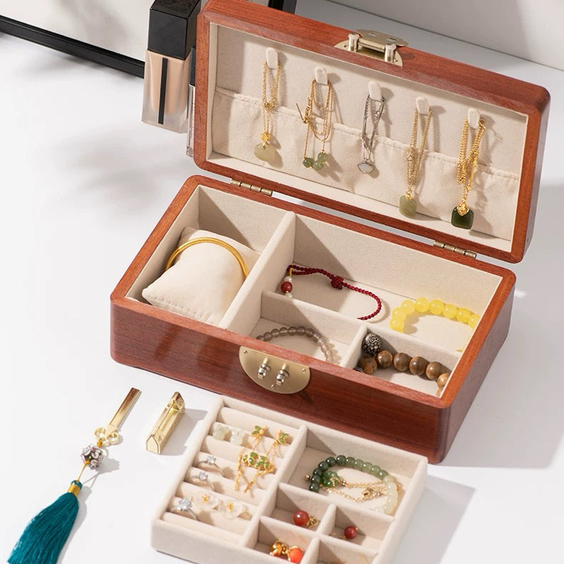 Astra Schmuckkästchen-Organizer aus massivem burmasfarbenem Rosenholz