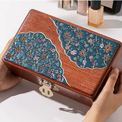 Astra Schmuckkästchen-Organizer aus massivem burmasfarbenem Rosenholz