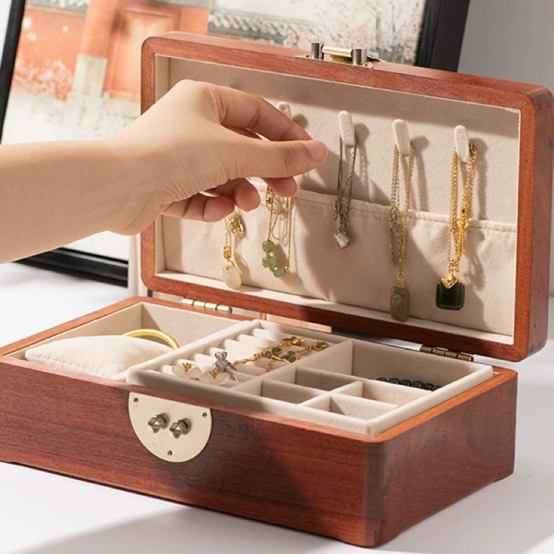 Astra Schmuckkästchen-Organizer aus massivem burmasfarbenem Rosenholz