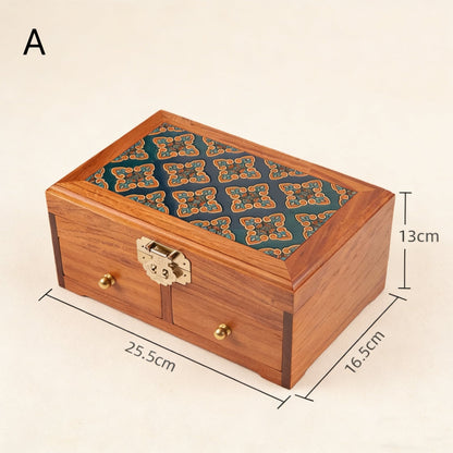 Astra Schmuckkästchen-Organizer aus massivem burmasfarbenem Rosenholz