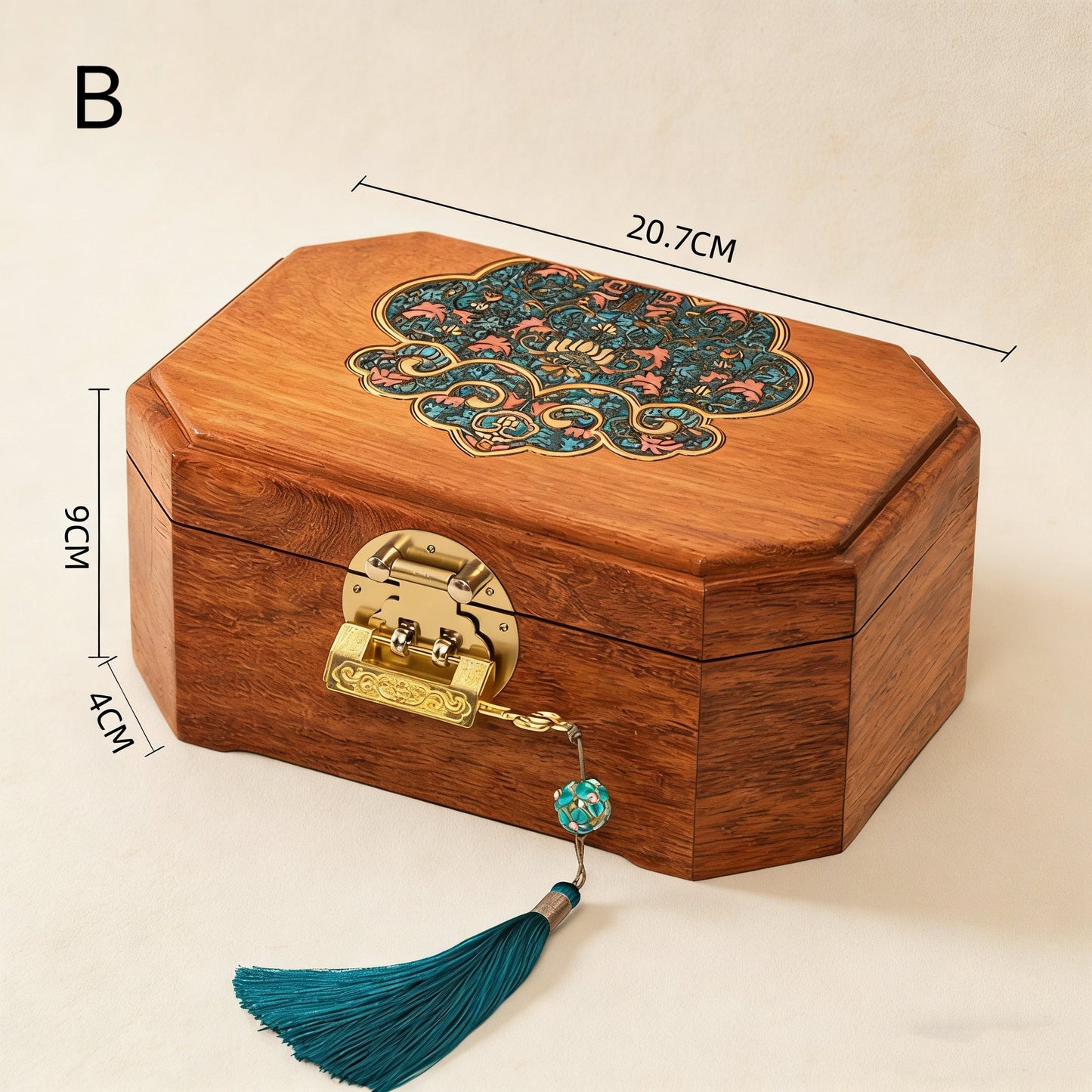 Astra Schmuckkästchen-Organizer aus massivem burmasfarbenem Rosenholz