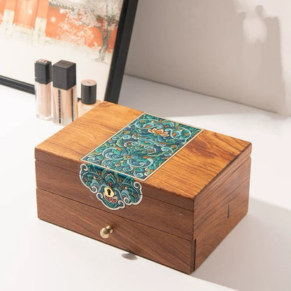 Solin Schmuckkästchen aus Massivholz mit Schloss und zwei Schubladen