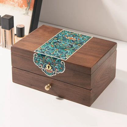 Solin Schmuckkästchen aus Massivholz mit Schloss und zwei Schubladen