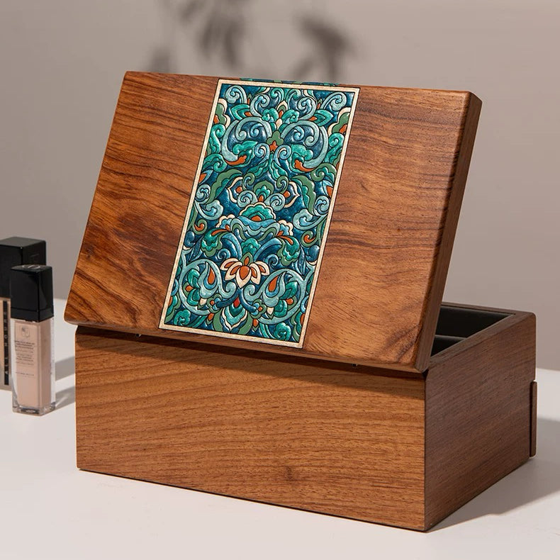 Solin Schmuckkästchen aus Massivholz mit Schloss und zwei Schubladen