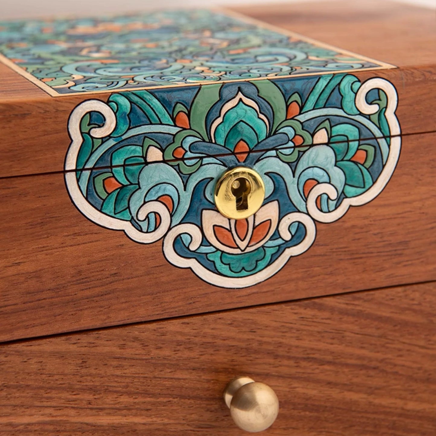 Solin Schmuckkästchen aus Massivholz mit Schloss und zwei Schubladen