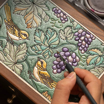 Boîte à bijoux Vinebird en bois massif avec deux tiroirs