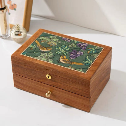 Boîte à bijoux Vinebird en bois massif avec deux tiroirs