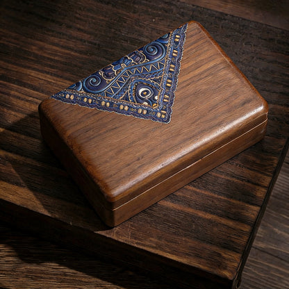 Boîte à bijoux Glypha en noyer massif avec miroir