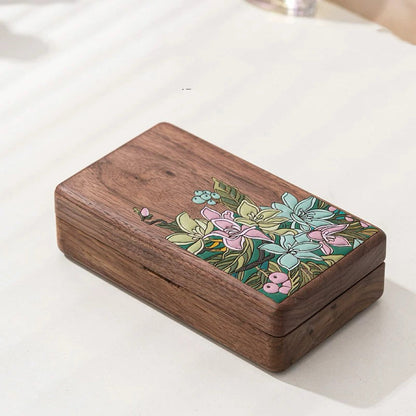 Floravia Schmuckkästchen aus Massivholz mit floralen Intarsien