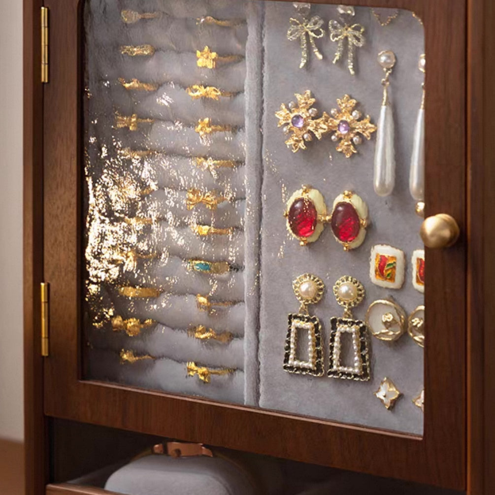 Rosalie Vertikaler Schmuckaufbewahrungsschrank aus massivem Walnussholz