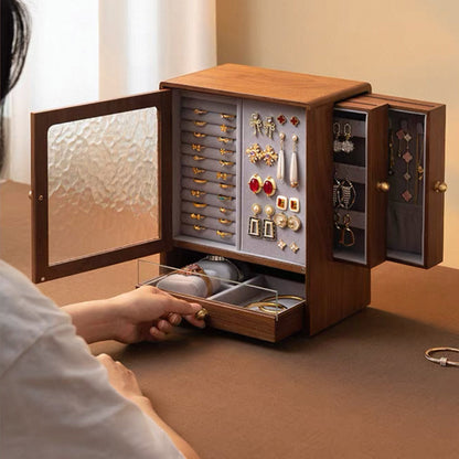 Rosalie Vertikaler Schmuckaufbewahrungsschrank aus massivem Walnussholz