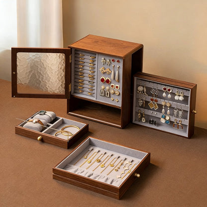 Rosalie Vertikaler Schmuckaufbewahrungsschrank aus massivem Walnussholz