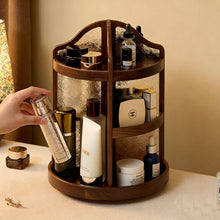 Charlotte Solid Walnut Rotating Makeup Storage Organizer