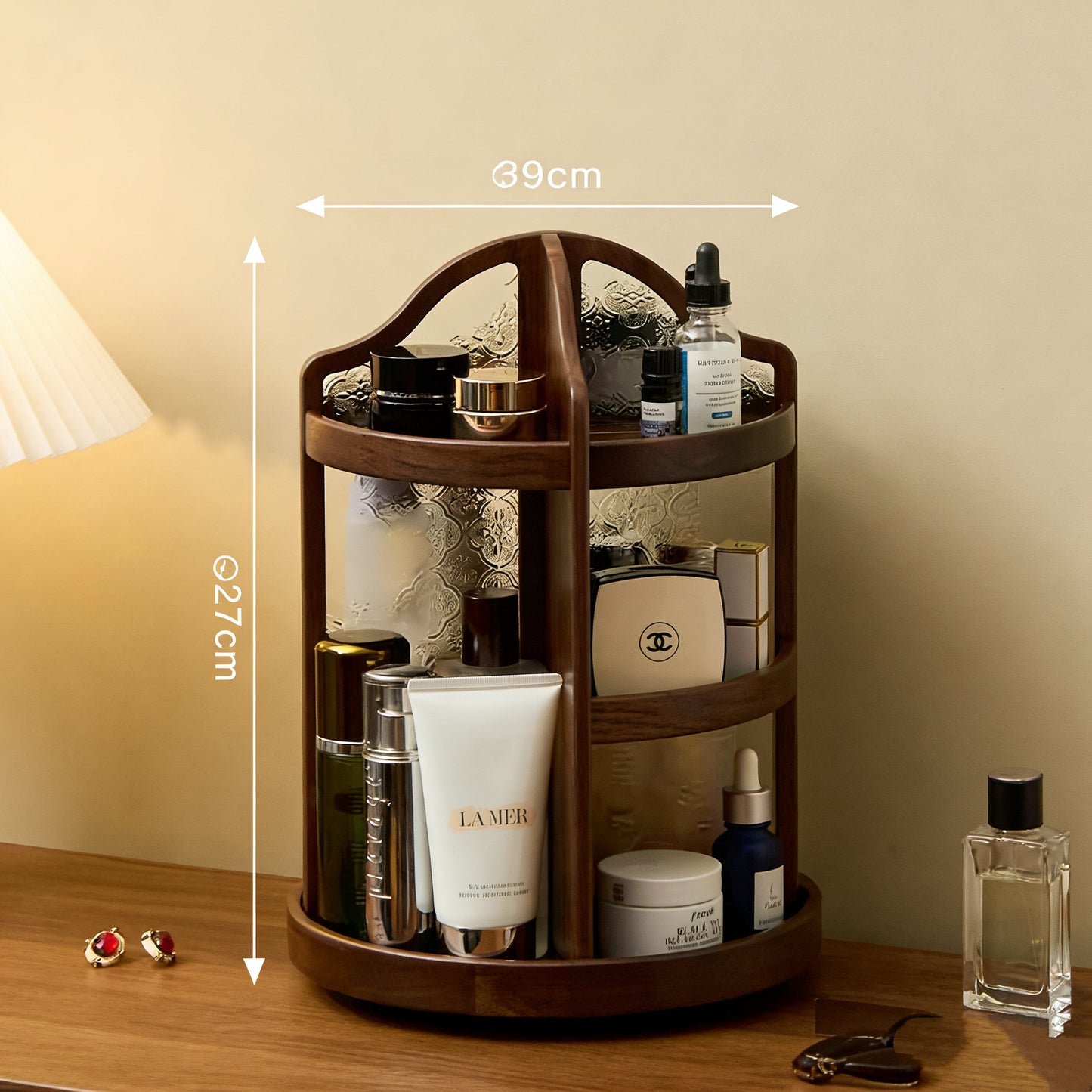 Armoire de rangement pour maquillage Amora en noyer massif