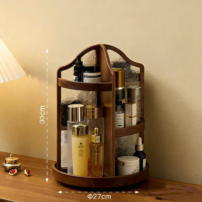 Armoire de rangement pour maquillage Amora en noyer massif