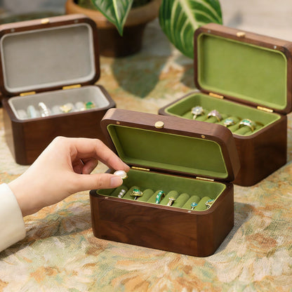 Julia Patterned Glass Walnut Bangle Box