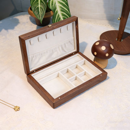 Boîte à bijoux en noyer à motif de grille de cacao