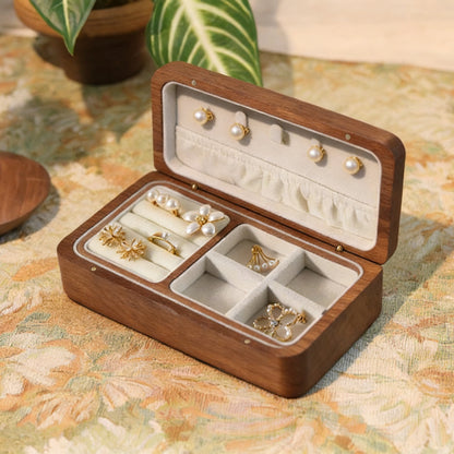 Boîte à bijoux en noyer à double couche avec truffes