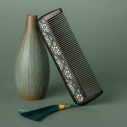 Alice Hand-Painted Wood Fine-Tooth Comb