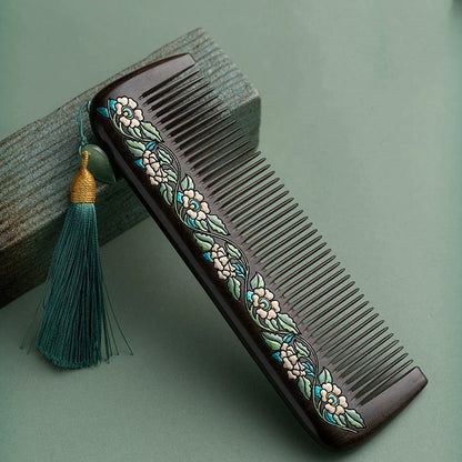 Alice Hand-Painted Wood Fine-Tooth Comb