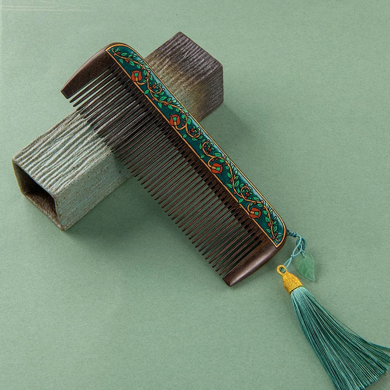 Alice Hand-Painted Wood Fine-Tooth Comb