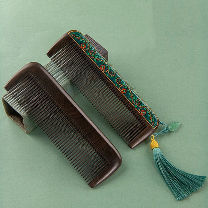 Alice Hand-Painted Wood Fine-Tooth Comb