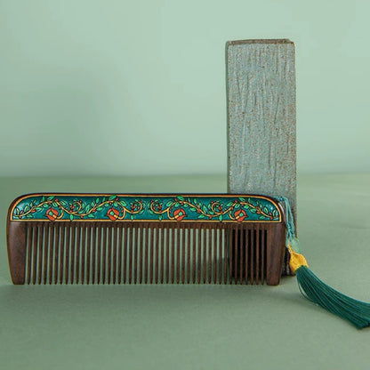 Alice Hand-Painted Wood Fine-Tooth Comb
