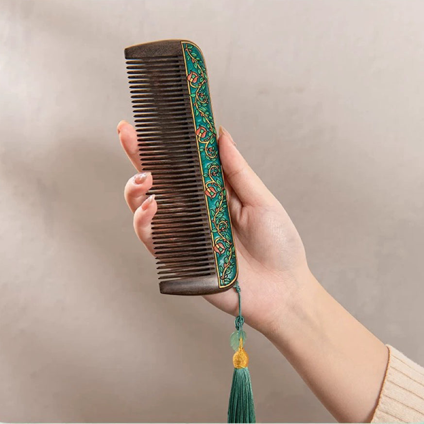 Alice Hand-Painted Wood Fine-Tooth Comb