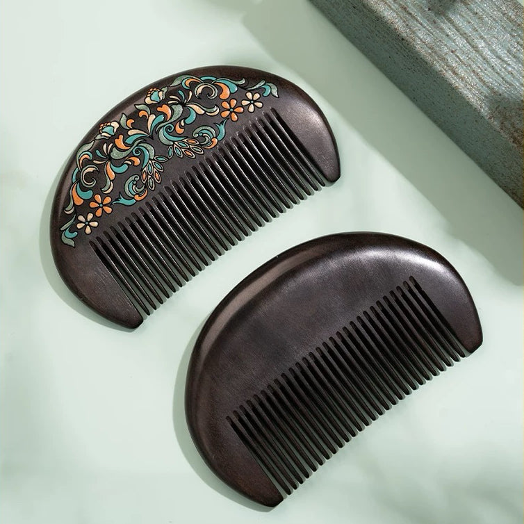 Clarice Hand-Painted Wooden Fine-Tooth Comb
