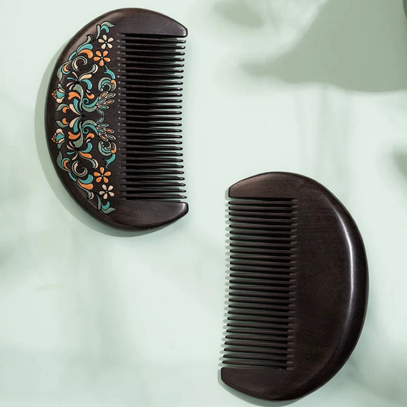 Clarice Hand-Painted Wooden Fine-Tooth Comb