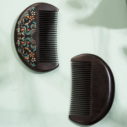 Clarice Hand-Painted Wooden Fine-Tooth Comb