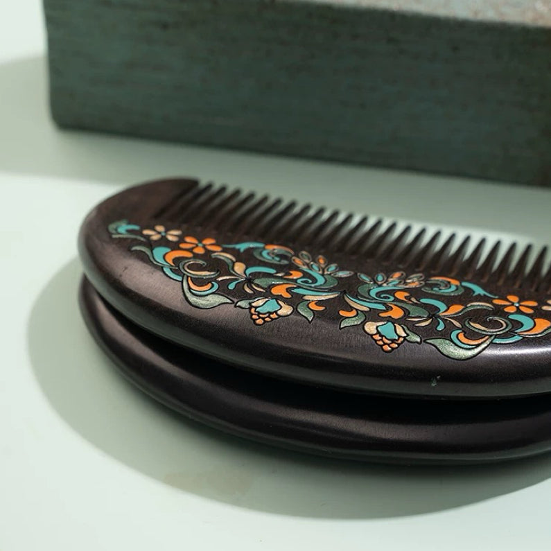 Clarice Hand-Painted Wooden Fine-Tooth Comb