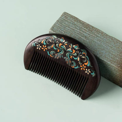 Clarice Hand-Painted Wooden Fine-Tooth Comb