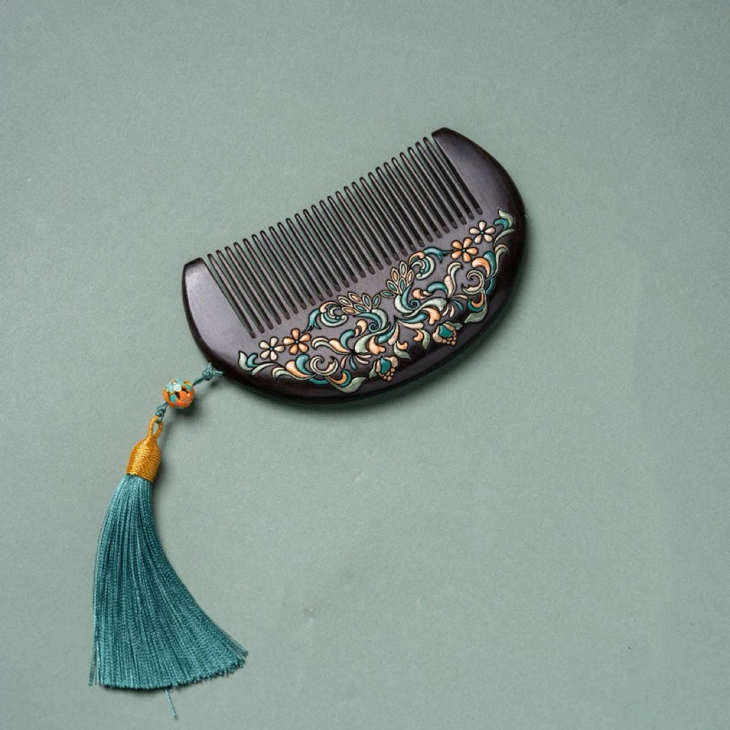 Clarice Hand-Painted Wooden Fine-Tooth Comb