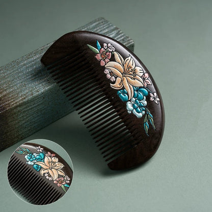 Clarice Hand-Painted Wooden Fine-Tooth Comb