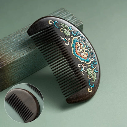 Clarice Hand-Painted Wooden Fine-Tooth Comb