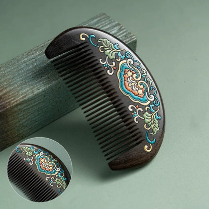 Clarice Hand-Painted Wooden Fine-Tooth Comb