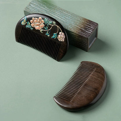 Clarice Hand-Painted Wooden Fine-Tooth Comb