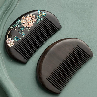 Clarice Hand-Painted Wooden Fine-Tooth Comb