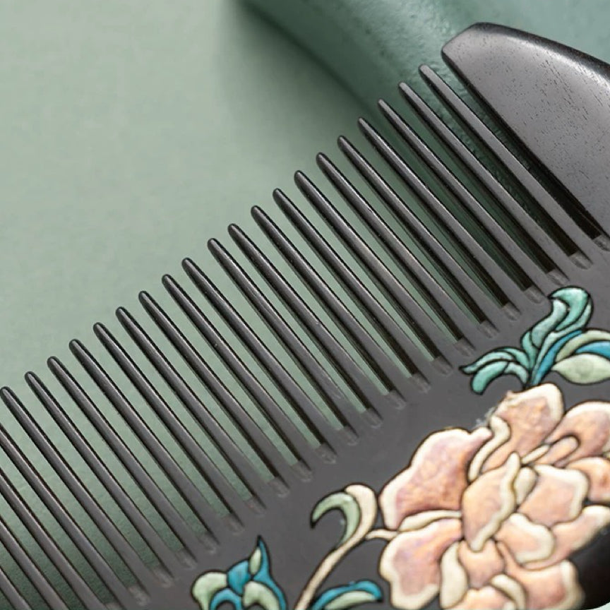 Clarice Hand-Painted Wooden Fine-Tooth Comb