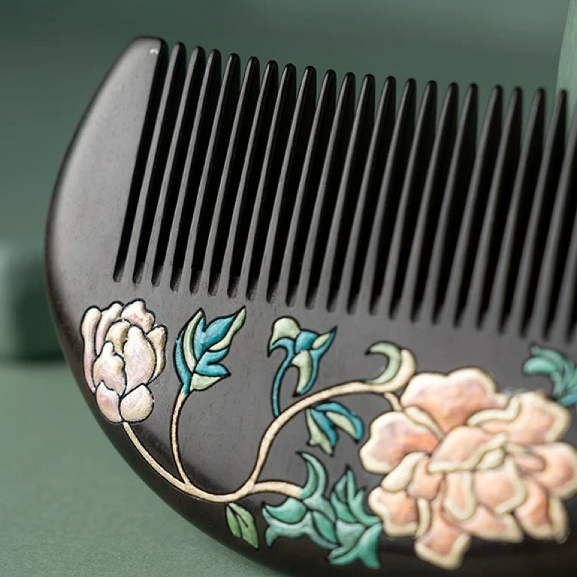 Clarice Hand-Painted Wooden Fine-Tooth Comb