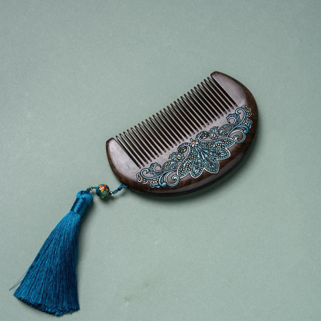 Clarice Hand-Painted Wooden Fine-Tooth Comb