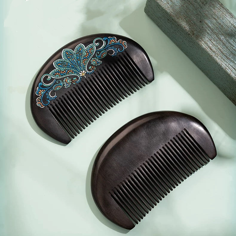 Clarice Hand-Painted Wooden Fine-Tooth Comb