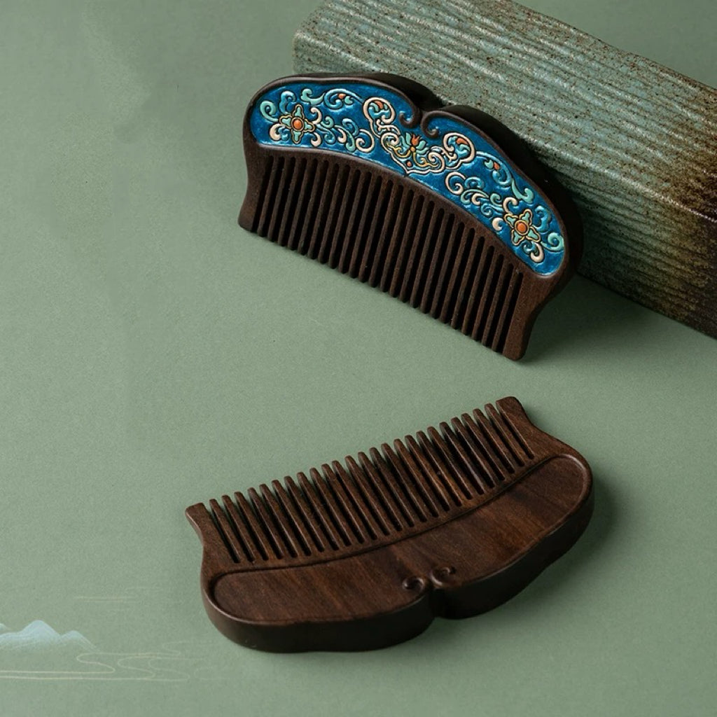 Nadine Hand-Painted Wooden Fine-Tooth Comb