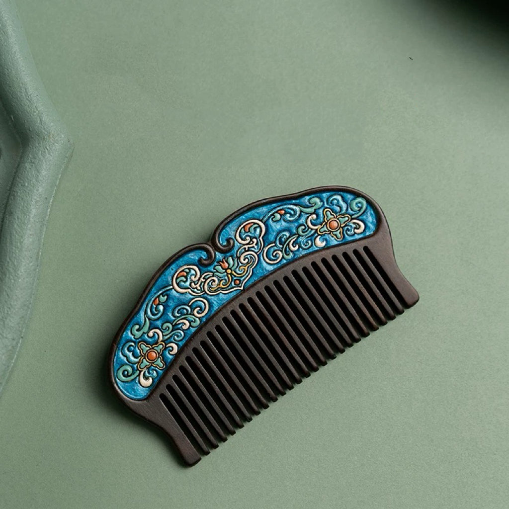 Nadine Hand-Painted Wooden Fine-Tooth Comb
